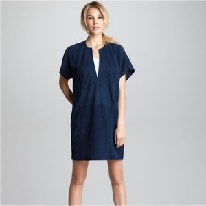 Vince Suede Leather Tunic Dress Navy Blue medium